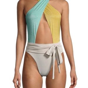 PQ Alex Metallic One-Piece Swimsuit size M New